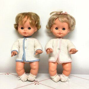 Vintage Boy & Girl Twin Baby Dolls by Zanini & Zambelli -Made in Italy